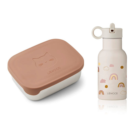 LIEWOOD Joni lunch box set Rainbow love sandy / cat dark rose multi