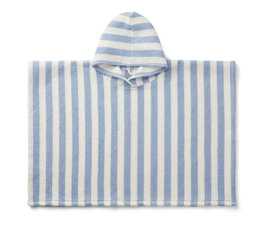 LIEWOOD ROOMIE PONCHO Y/D STRIPE: SEA BLUE/SANDY