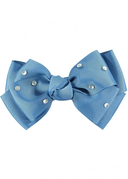 Angel's Face Diamante Big Bow Denim Blue