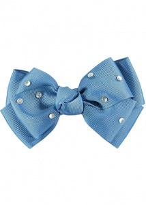 Angel's Face Diamante Big Bow Denim Blue