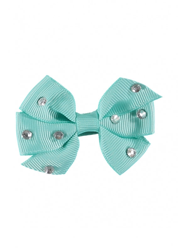 Angel's Face Diamante Small Bow Aqua