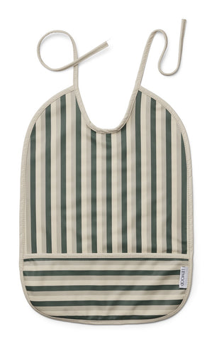 Liewood Lai bib Stripe: Garden green/sandy/dove blue