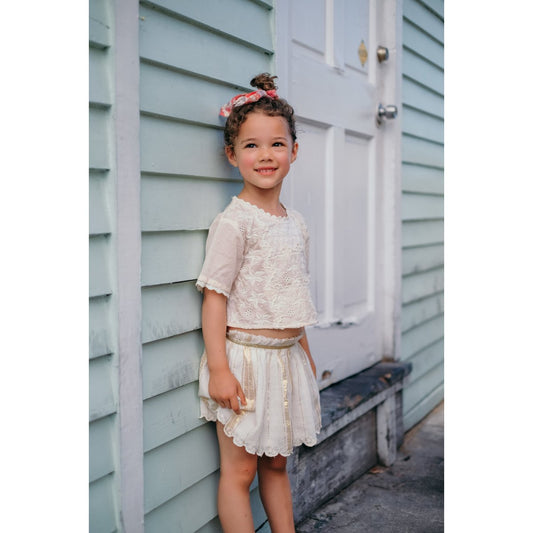 LOUISE MISHA Skirt Salina White & Gold Stripes BABY AND KIDS