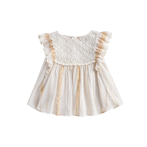 LOUISE MISHA Blouse Serena White & Gold Stripes BABY AND KIDS