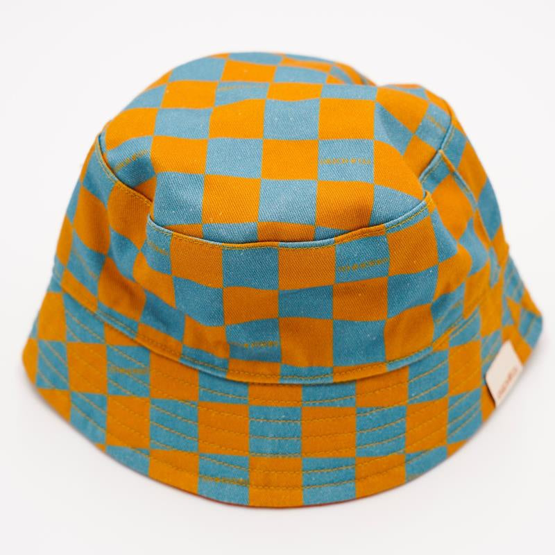 Grech & Co. REVERSIBLE BUCKET HAT - CHECKS LAGUNA + WHEAT