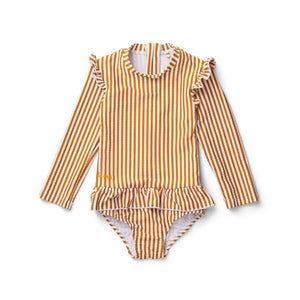 Liewood Sille Swim Jumpsuit Seersucker Stripe Mustard/White