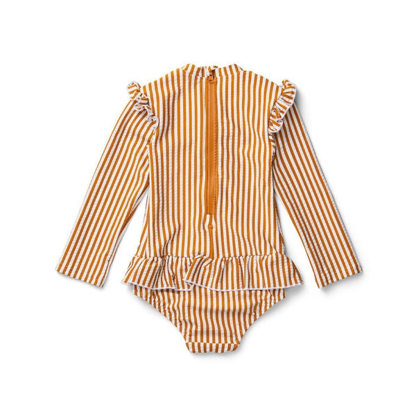 Liewood Sille Swim Jumpsuit Seersucker Stripe Mustard/White