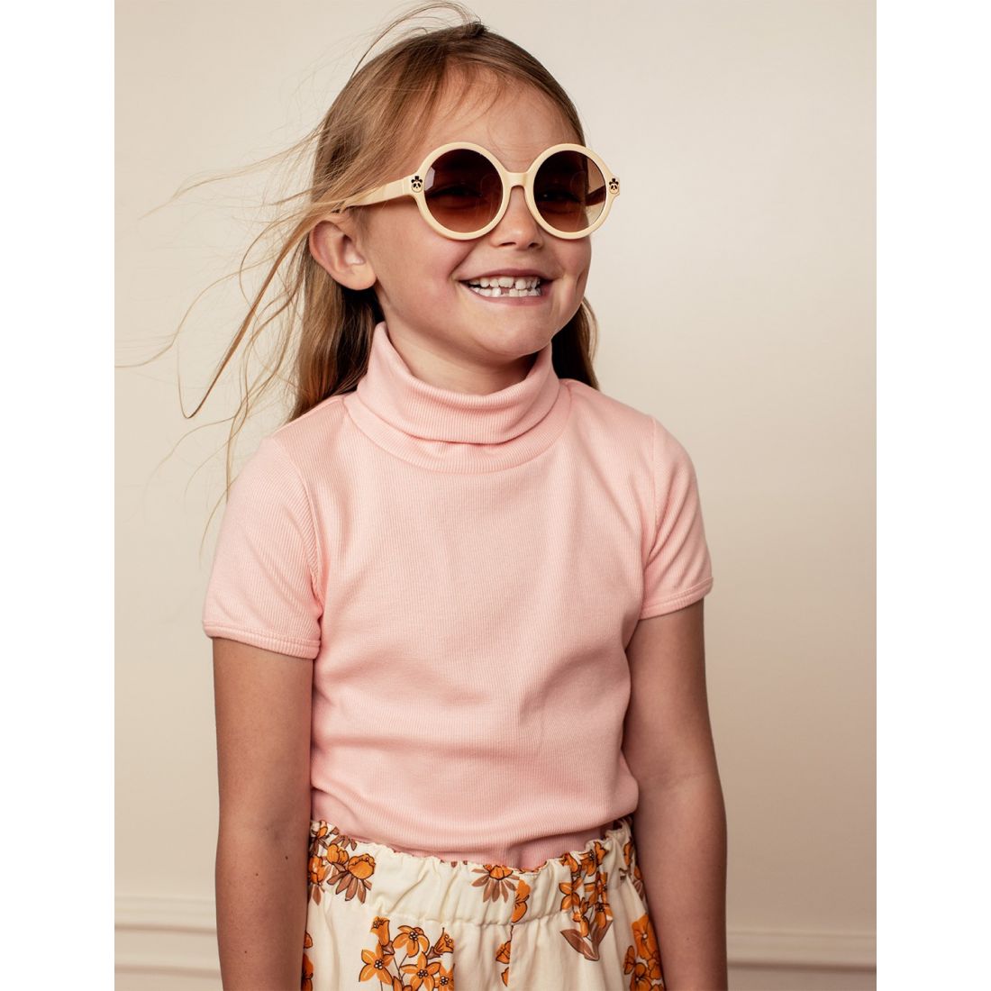 MINI RODINI ROUND SUNGLASSES BEIGE