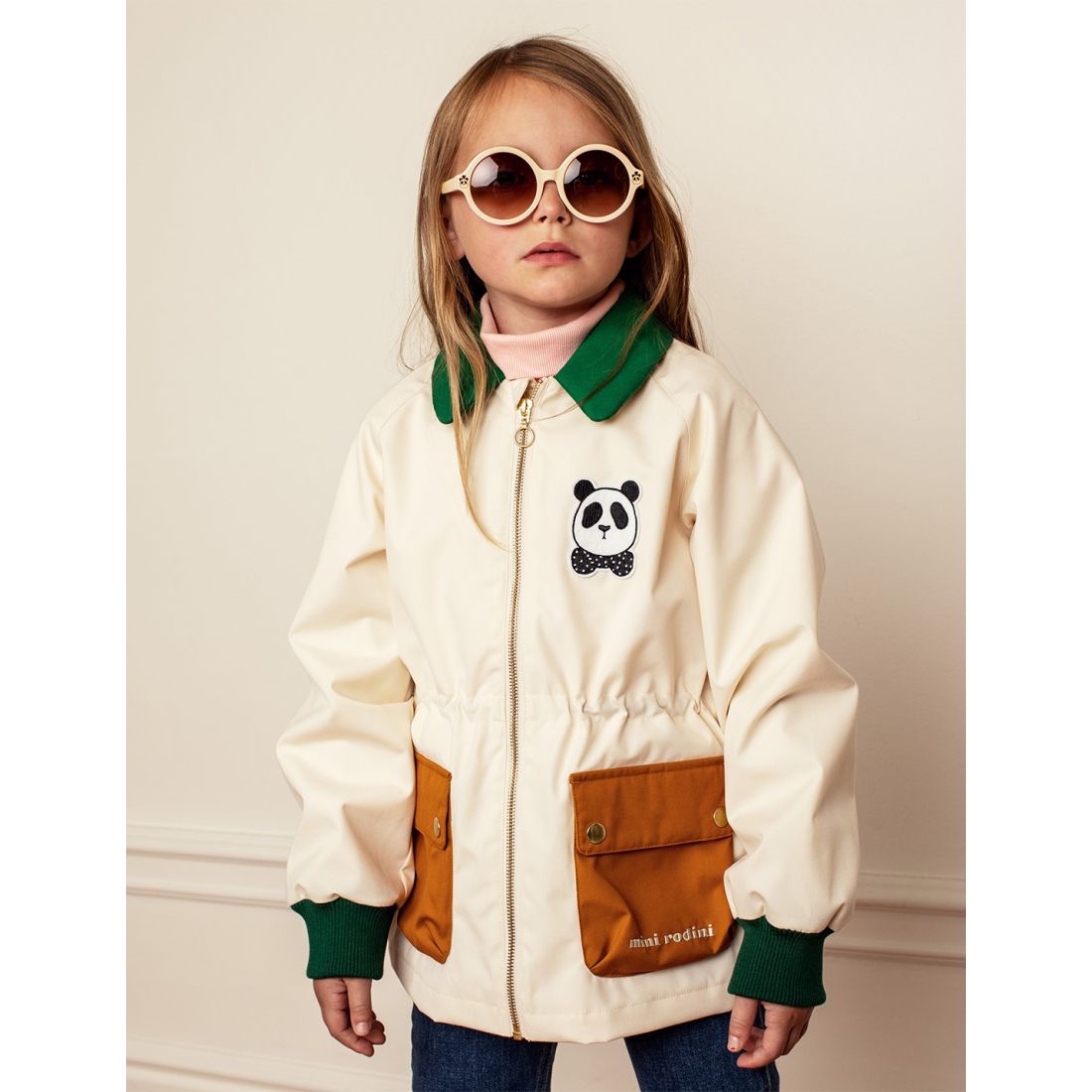 MINI RODINI ROUND SUNGLASSES BEIGE