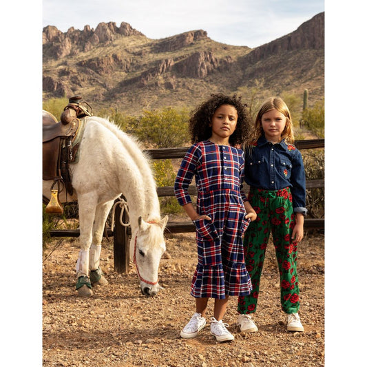 MINI RODINI CHECK WOVEN FLANNEL DRESS