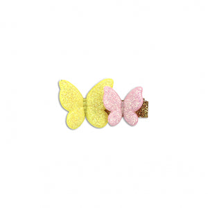 MILK X SODA TWIN BUTTERFLIES HAIR CLIP YELLOW/BABY PINK