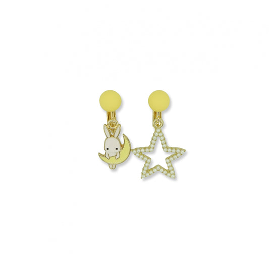 MILK X SODA MOON RABBIT EARRINGS CLIPS YELLOW