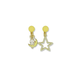 MILK X SODA MOON RABBIT EARRINGS CLIPS YELLOW