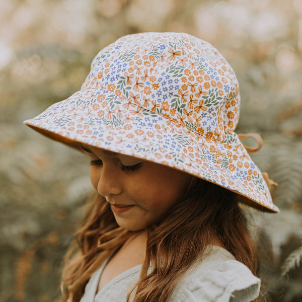 BEDHEAD HATS 'Wanderer' Girls Reversible Sun Hat - Mabel / Maize