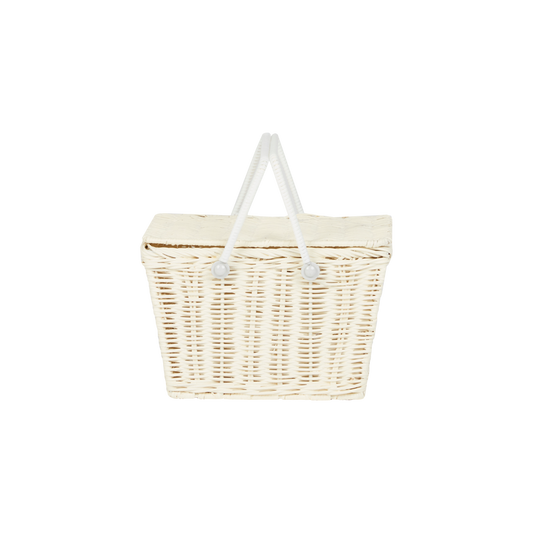 Olli Ella Rattan Piki Basket - Chalk