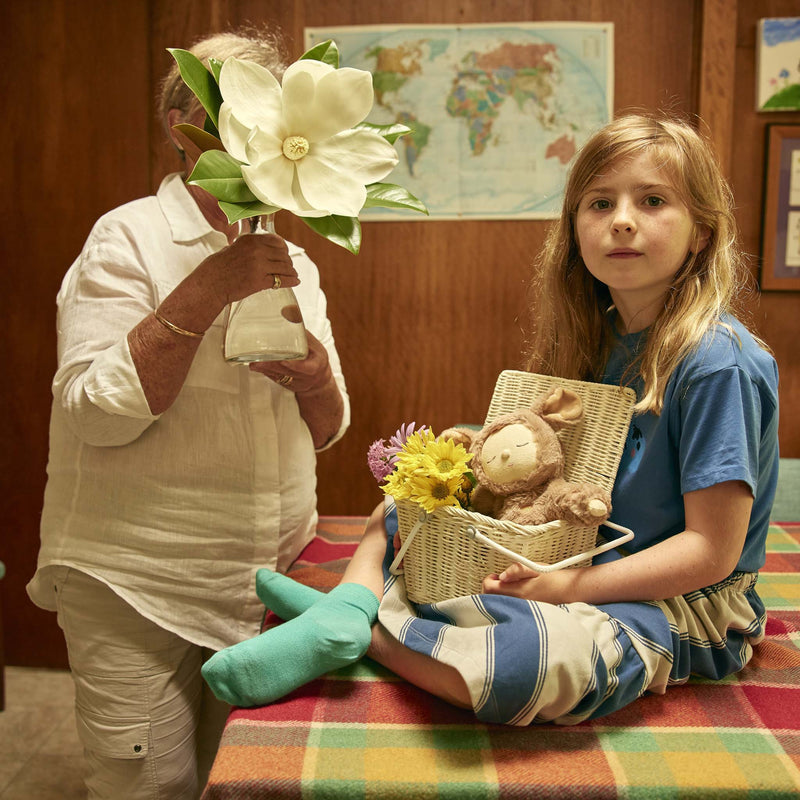 Olli Ella Rattan Piki Basket - Chalk