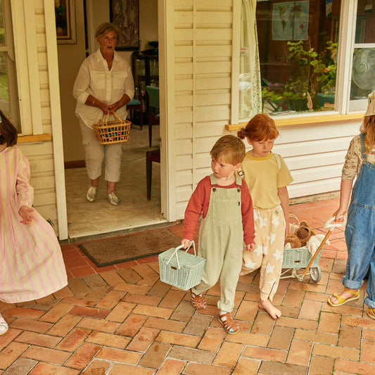 Olli Ella Rattan Piki Basket - Vintage Blue