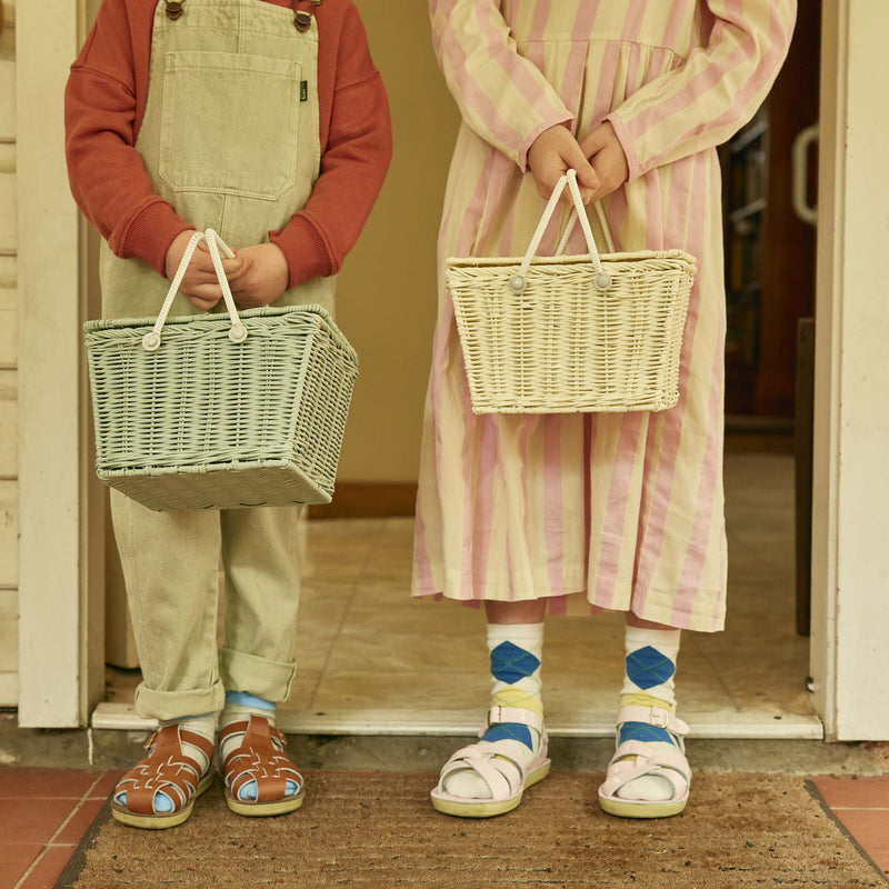 Olli Ella Rattan Piki Basket - Chalk