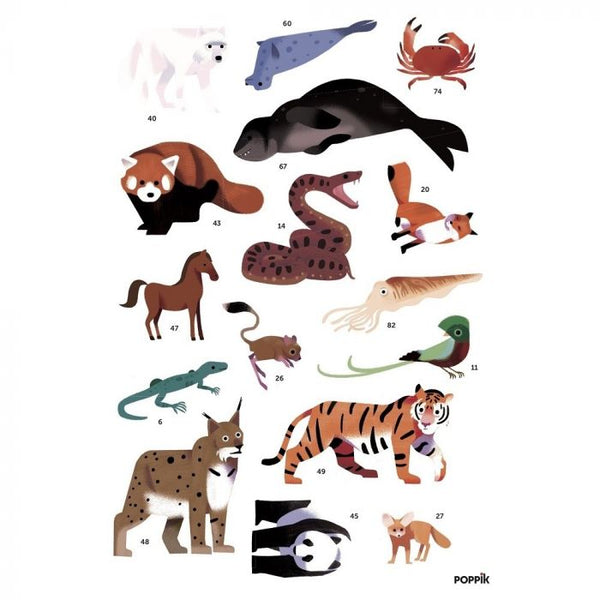 Poppik Animals of the World Sticker Poster 100x68cm