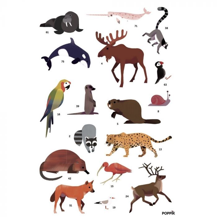 Poppik Animals of the World Sticker Poster 100x68cm