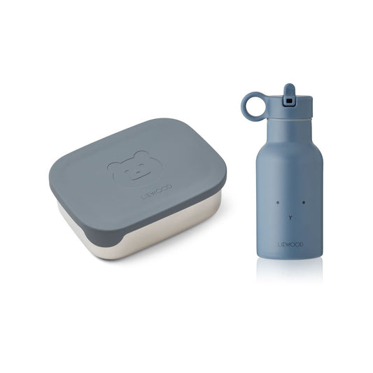 LIEWOOD  Joni Lunch Box set - Mr bear blue wave/rabbit blue wave mix