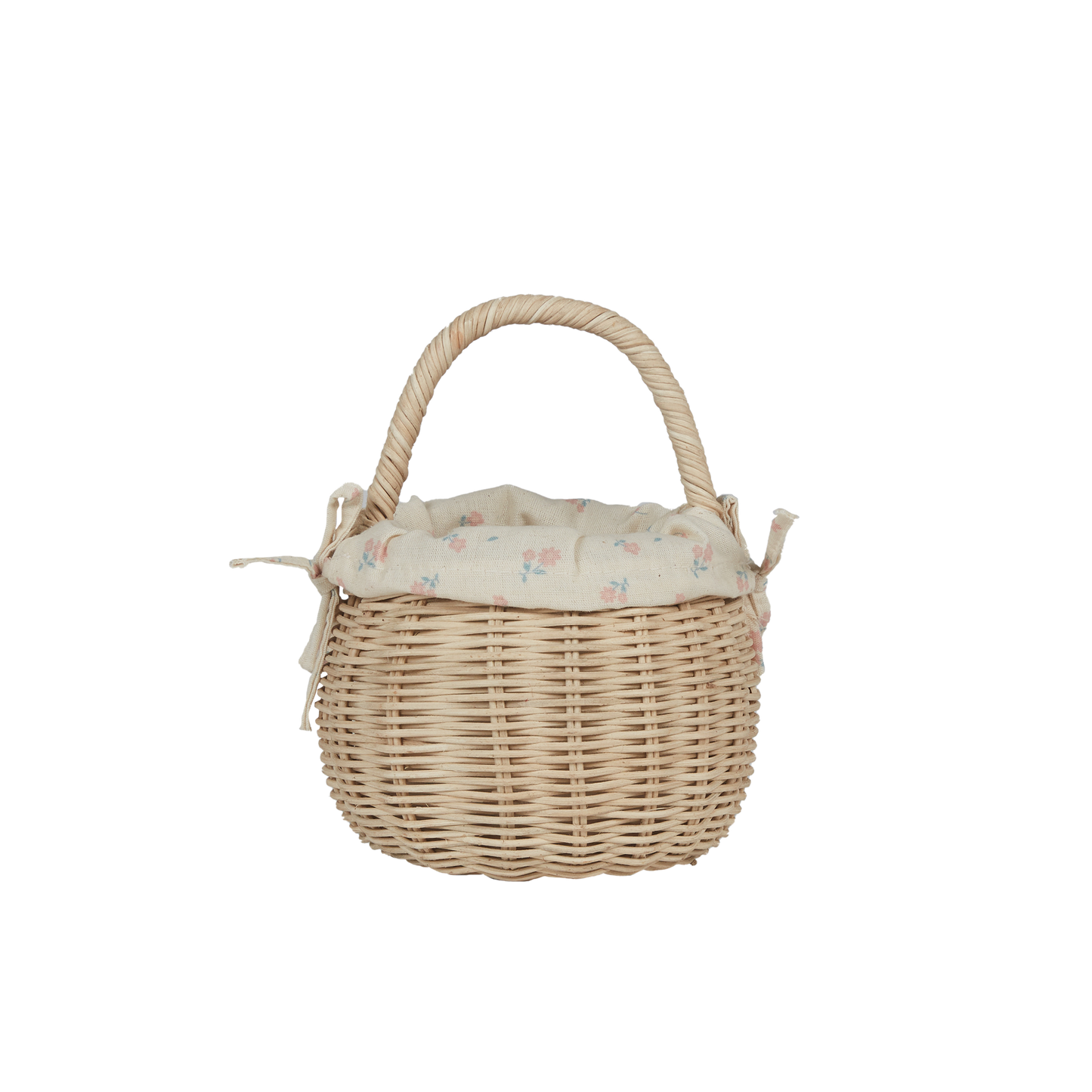 OLLI ELLA RATTAN BERRY BASKET WITH LINING pansy