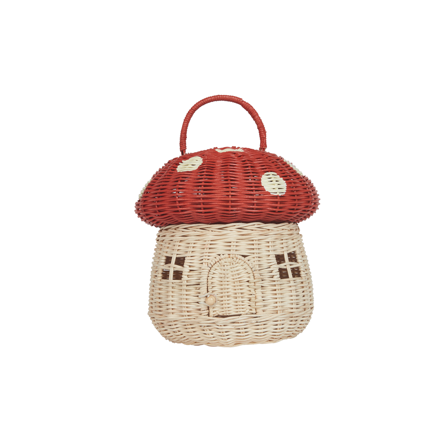 OLLI ELLA RATTAN MUSHROOM BASKET red
