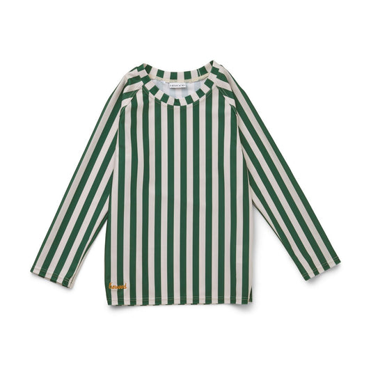 LIEWOOD NOAH SWIM TEE  STRIPE: GARDEN GREEN/SANDY