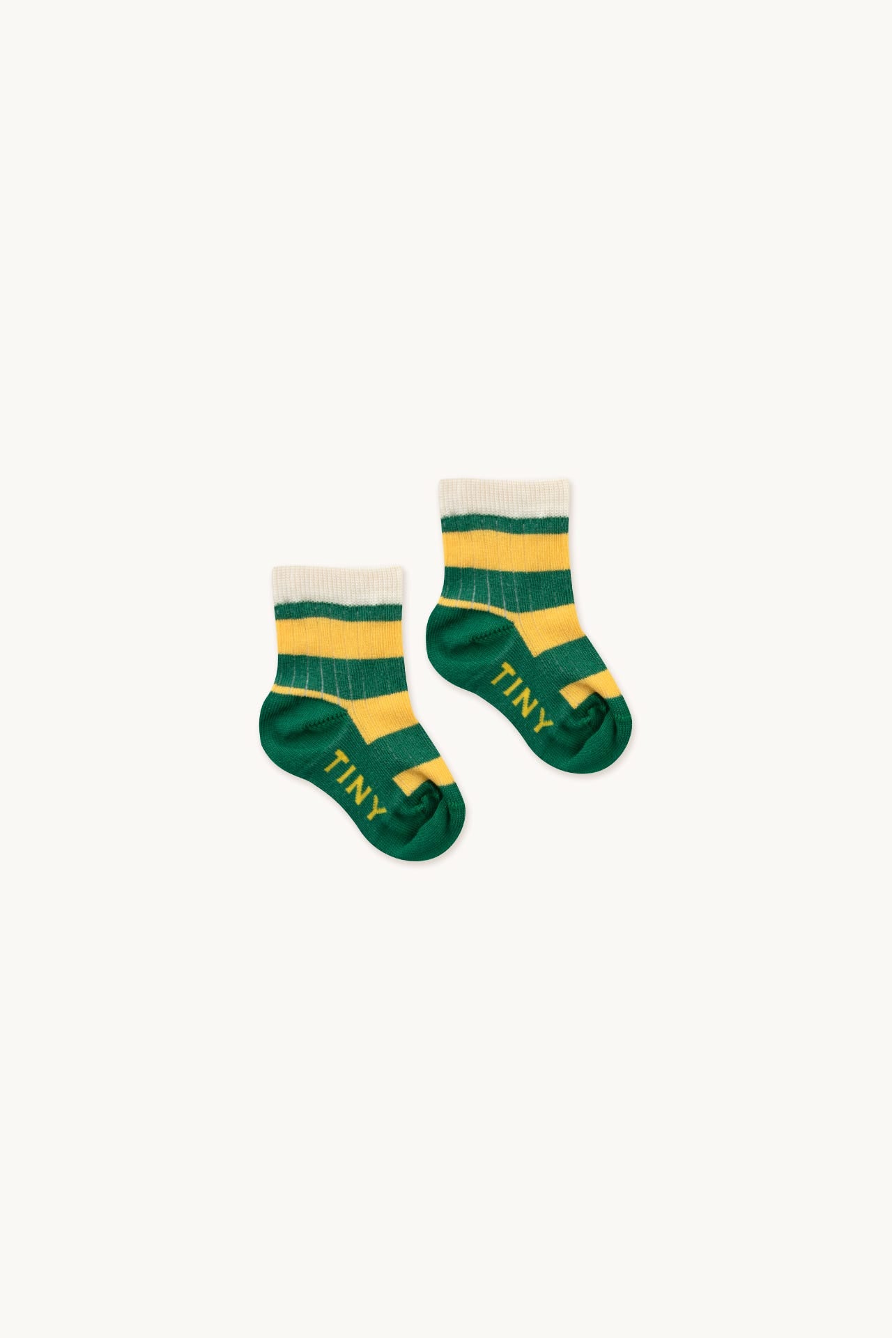 TINYCOTTONS BIG STRIPES MEDIUM SOCKS *pine green/yellow* BABY