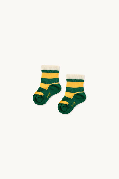 TINYCOTTONS BIG STRIPES MEDIUM SOCKS *pine green/yellow* BABY