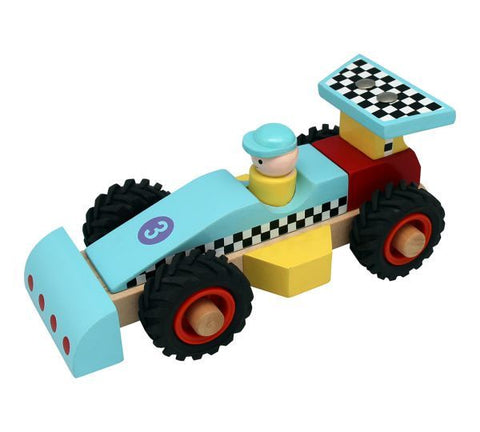 TOYSLINK Wooden Racing Car - Blue