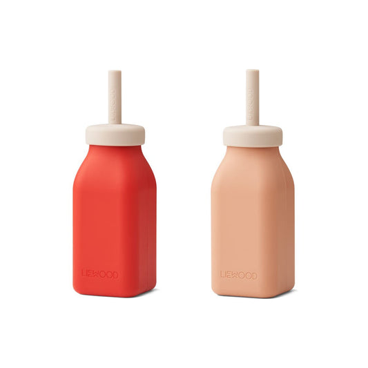 Liewood  ERIKA MILKSHAKE BOTTLE 2-PACK  APPLE RED/TUSCANY ROSE MIX