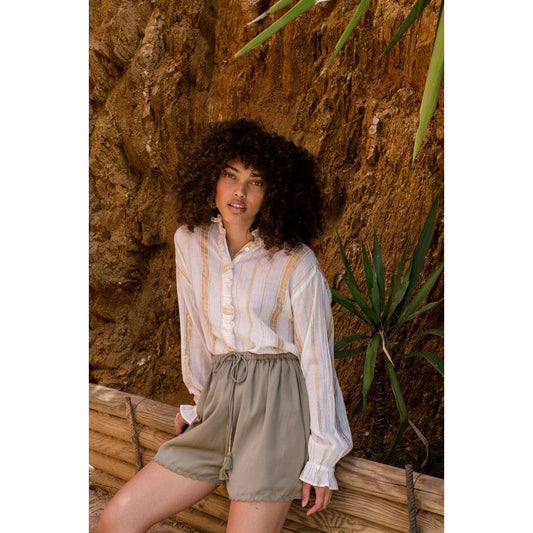 LOUISE MISHA WOMEN Blouse Ilonkania White & Gold Stripes