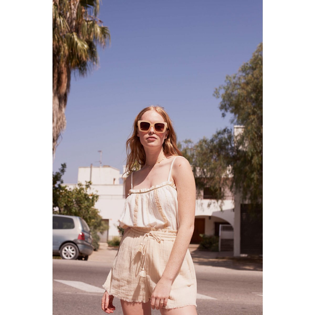 LOUISE MISHA WOMEN Top Cary White & Gold Stripes