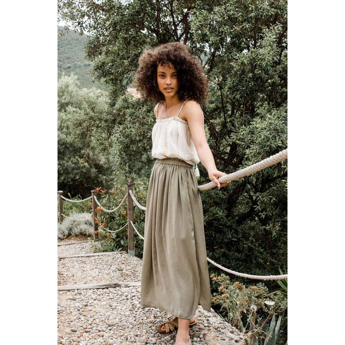 LOUISE MISHA WOMEN Top Cary White & Gold Stripes